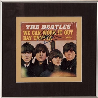 The Beatles "We Can Work It Out" Framed Cover Art Signed By Ringo Starr and Photo Signed by Pete Best (PSA/DNA)